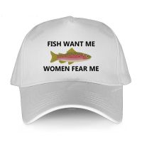 Spring Outdoor Fish Want Me Women Fear Me White Baseball Cap Hat Fish summer Sun Hip Hop Bonnet Sport Boys