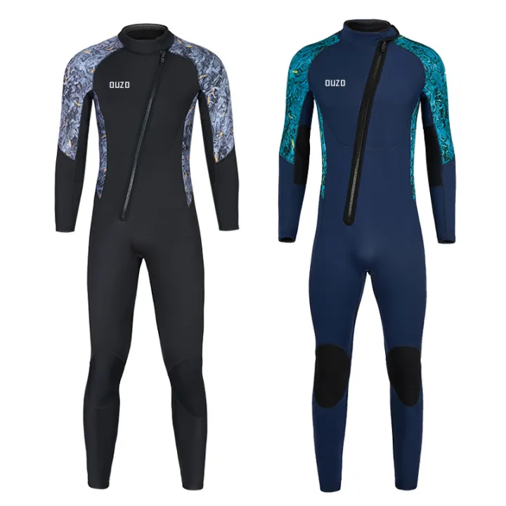 OUZO Premium 3MM Neoprene Front Zipper Wetsuit Men OnePiece Suits Keep