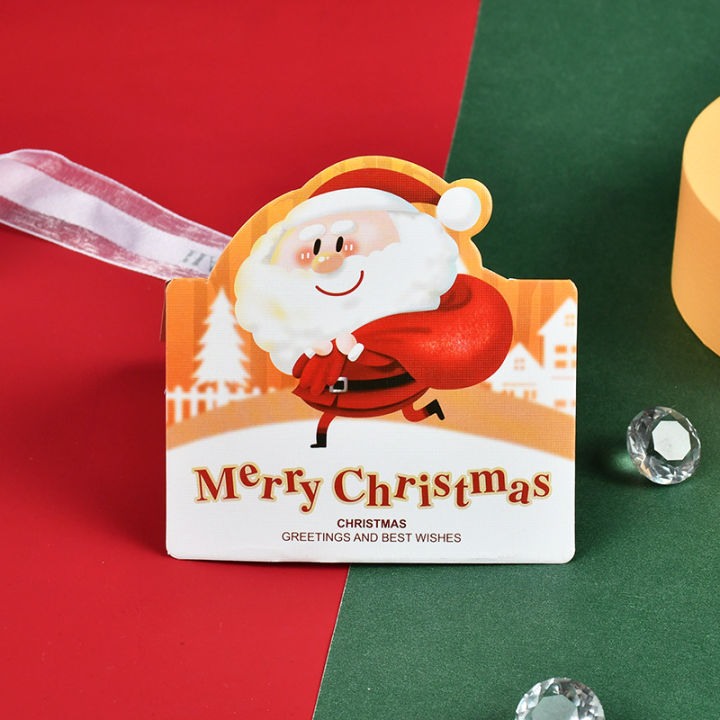 5ชิ้นการ์ตูนบัตรอวยพรคริสต์มาสซานตาคลอสมนุษย์หิมะบัตรขนาดเล็กข้อความพร