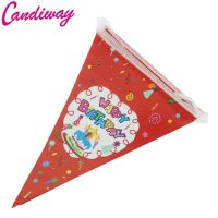 New red balloon Paper Flag Pennant Banner Happy Birthday Party Decoration Flags For Kids Baby Shower Favor Gift Supplies Banners Streamers Confetti