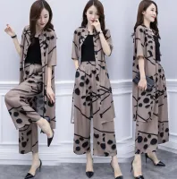 ชุดสูท Vogue ชิโนริ set 2 ชิ้น ใส่เที่ยวคาเฟ่ ทะเล ทำงาน working woman suit มีสายเดียวสีดำ เสื้อคลุม กางเกง ผ้านิ่ม L-XL