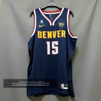 【High Quality】Mens 2022-23 New Original NBA Denver Nuggets #15 Nikola Jokic Jersey Icon Edition Deep Blue Swingman Heat-pressed