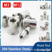 ₪▪ M3 M4 M5 M6 M8 M10 M12 Threaded Rivet Nut Screw Bolt Set 304 Stainless Steel Hex Allen Bolts Screws Nuts Insert Kit Rivetnut