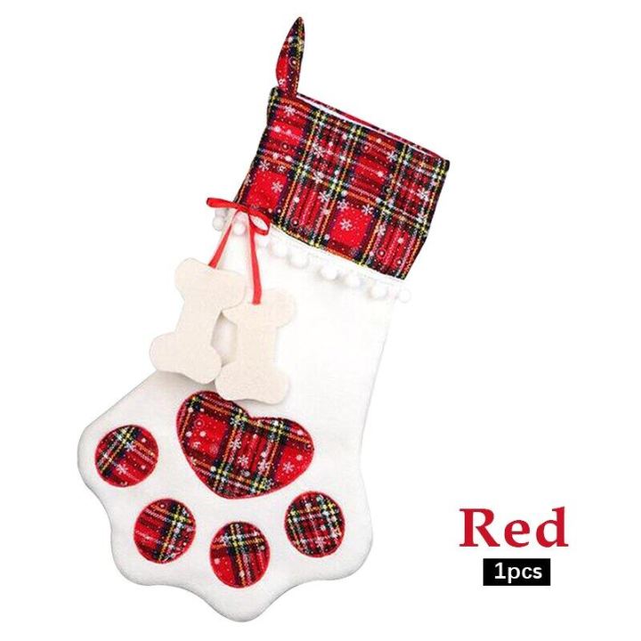 ถุงของขวัญสำหรับเครื่องตกแต่งถุงน่องอุ้งเท้าสัตว์เลี้ยงขนาด46x28ซม-สำหรับเด็กเทศกาลคริสต์มาส