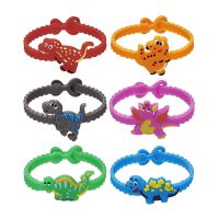 Cute Cartoon Dinosaur Bracelet Jungle Safari Dinosaur Dino PVC Bracelet Happy Birthday Party Decor Kids Boy Favor Gift