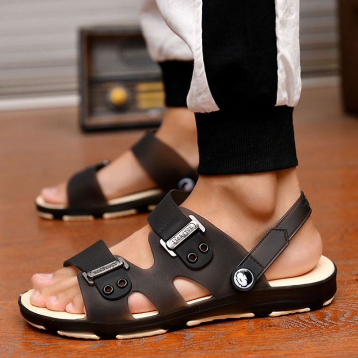 ขายดีที่สุด-ioztt2023-cresfimix-sandalias-male-high-quality-light-weight-black-peep-toe-skid-beach-sandals-men-cool-style-summer-a6320