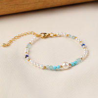 French Light Luxury Pearl Bracelet Female Fashion Student Moonlight Stone Hand String Beads Turquoise Head Jewelry 62VR