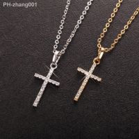HipHop Fashion Cross Necklace For Women Crystal Zircon Men Necklace Metal Chains Choker Jesus Pendants Jewelry Gift