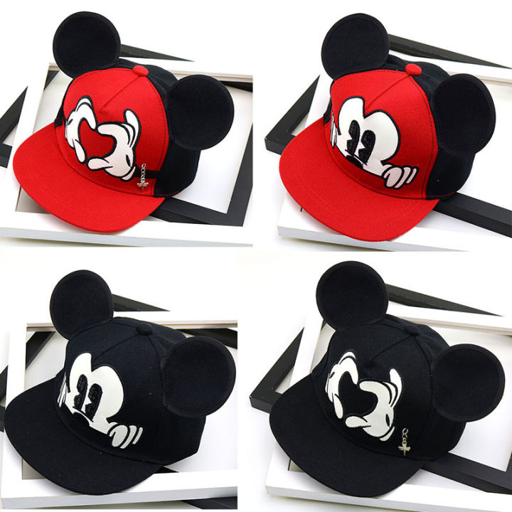 ในสต็อก-mickeys-เด็กเด็กสาวฝ้าย-snapback-หมวกหมวกเบสบอลน่ารักการ์ตูนตาข่ายหมวกอินเทรนด์ฮิปฮอป