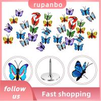 RUPANBO039392692 30pcs สีสันสดใส หมุดกดหมุด ผีเสื้อรูปผีเสื้อ การตกแต่งสำนักงาน ตะปูหัวแม่มือ ทนทานต่อการใช้งาน น่ารักน่ารักๆ หมุดตกแต่ง ออฟฟิศสำหรับทำงาน