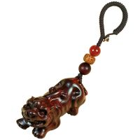 Red sandalwood the mythical wild animal key pendant car key chain pendant pendant ebony Chinese wind restoring ancient ways of creative gift