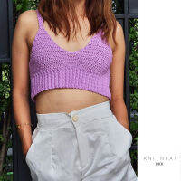 knitneatbkk-CT001-CT002-CT003 Tank Cropped Top in Offwhite /Lilac/Orange Nectar เสื้อครอป ถักมือสี ขาวนวล/ม่วงอ่อน/ส้ม ขนาด 32-34-36 นิ้ว