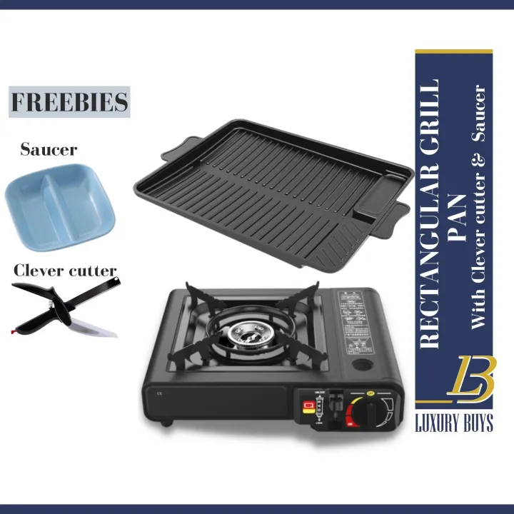 RECTANGULAR GRILL PAN WITH FREE CLEVER CUTTER,SAUCER Samgyupsal set