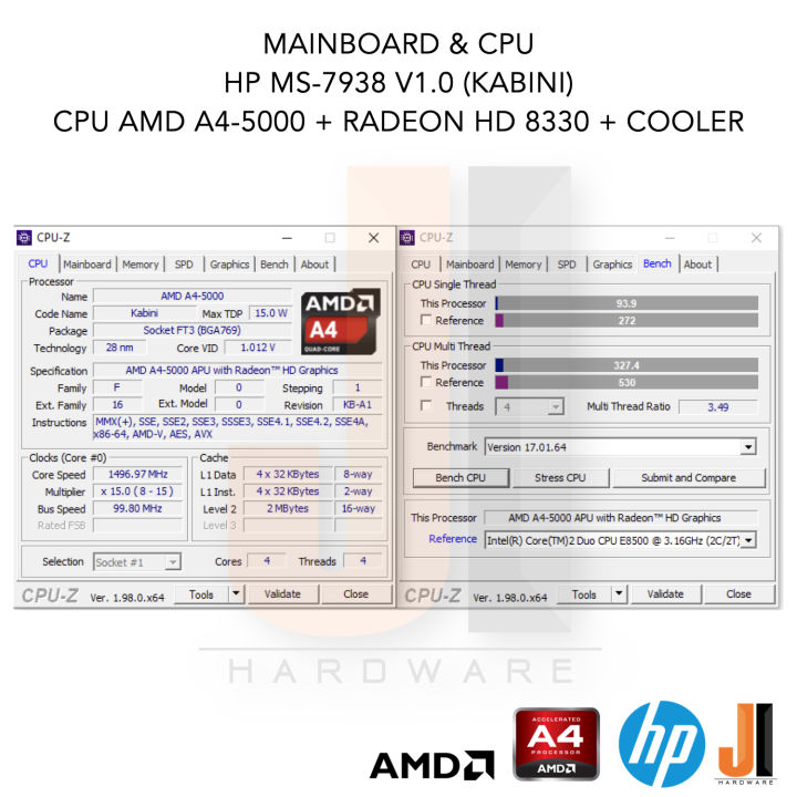 ชุดสุดคุ้ม-mainboard-amd-apu-a4-5000-with-radeon-hd-8330-speed-1-5-ghz-4-cores-4-threads-15-watts-สินค้ามือสองสภาพดีมีฝาหลังมีการรับประกัน