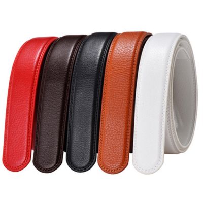 [COD] men without head automatic buckle mens cowhide white belt strip black brown trousers body headless red