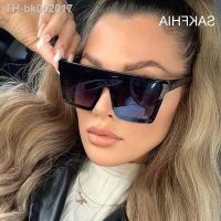 ℡ Fashion Square Sunglasses Woman Brand Designer Sun Glasses Female Big Frame One-piece Mirror Gradient Oculos De Sol Feminino