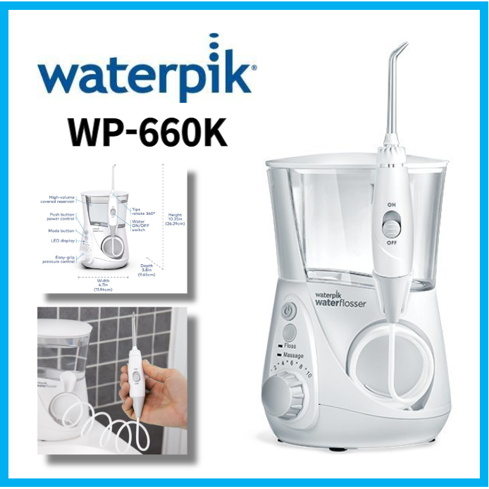 waterpik WP660 Oral Irrigator Water Flosser lownoise On/off water