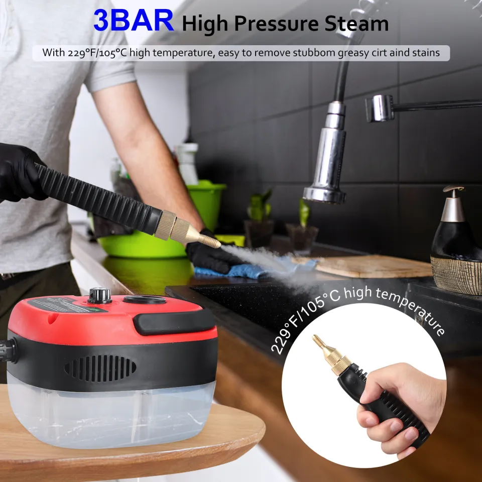 Steam Cleaner, 2500W Handheld Steam Cleaner, 6 Speeds High Pressure  Temperature Steam Cleaning Machine with 3 Brush Heads for Kitchen Furniture