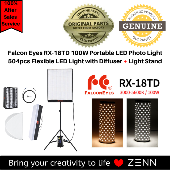 Falcon Eyes RX18TD 100W Portable LED Photo Light 504pcs Flexible LED Light with Diffuser