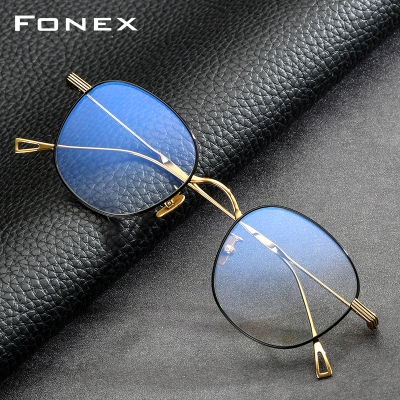 FONEX Titanium Glasses Frame Women Retro Vintage Round Eyewear Prescription Optical Myopia Korean Eyeglasses Frames Men 8554