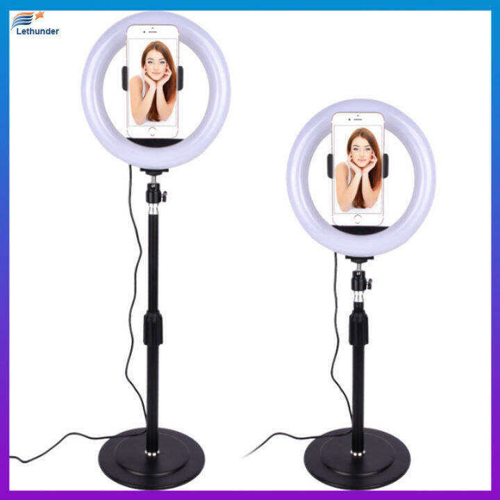 round-led-fill-light-dimmable-telescopic-stand-สำหรับโทรศัพท์มือถือวิดีโอ-live-selfie-photography