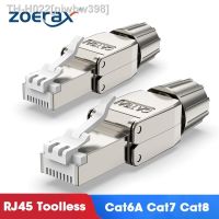 ZoeRax Cat6A Cat7 Cat8 Toolless Field Termination Plug Shielded (STP) PoE (4PPoE) Modular RJ45 Male Connector - 1PCS