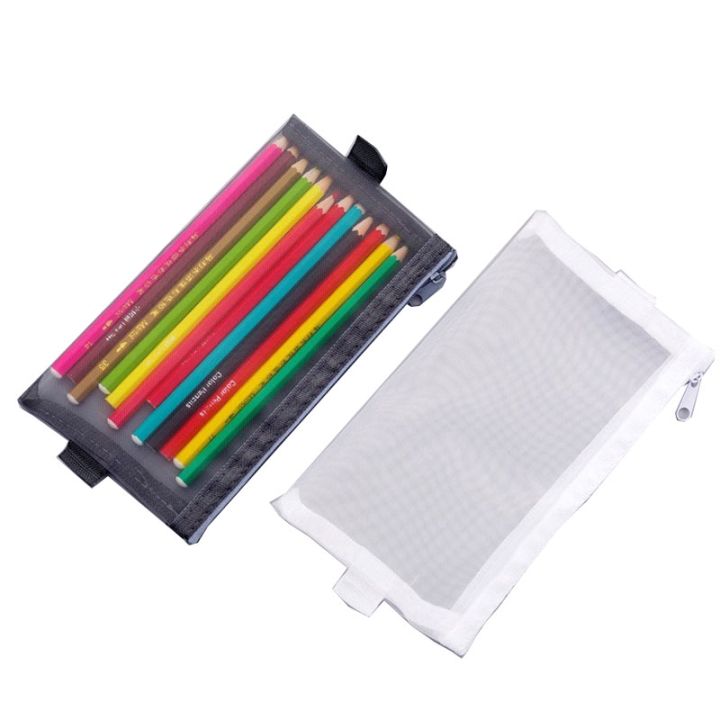 ready-stock-large-capacity-zipper-pencil-case-transparent-mesh-student-pencil-bag-christmas-gift