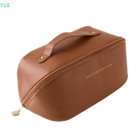 ?【Lowest price】YUE กระเป๋าเครื่องสำอางท่องเที่ยวขนาดใหญ่สำหรับผู้หญิง Leather Makeup Organizer กระเป๋าใส่เสื้อผ้าผู้หญิง