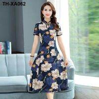 Improved qipao woman with short sleeves 2021 summer new big yards in the womens wear western style loose printed long dress