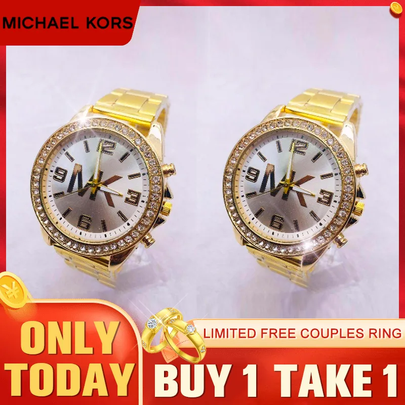 Michael Kors 24k Gold-Plated Adjustable Heart Couple Ring and Couple Watch  for women couple watch for men and women | Lazada PH