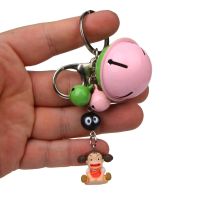 Car Keychain Miyazaki Anime Totoro Girl Carabiner Rubber Key Ring Key Chain Auto Lanyard for Keys KeyRing Decor Accessories Gift