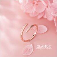 s925 Glamor ring แหวนเงินแท้ สีโรสโกลด์ ใส่สบาย เป็นมิตรกับผิว สามารถปรับขนาดได้