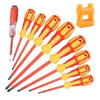 9 Piece 1000V Insulated Electrician Screwdrivers Set with Magnetic Tips and 1 Test Pen Electrical Screwdriver Set