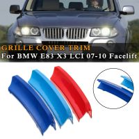 【✎】 NAID FITNESS 3ชิ้น/เซ็ต7Bar 3D กีฬา M สีด้านหน้า Grille Grill คลิปสำหรับหมวก BMW E83 X3 LCI 2007 2008 2009 2010