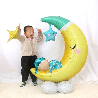 3D Self Standing Moon Balloon Twinkle Little Star baby shower Party Decoration air Ballon the first Birthday Party supplies Balloons