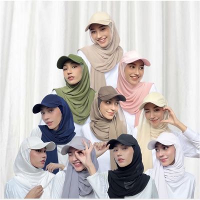 【YF】 Musilm Women Chiffon Hijab With Base Ball Cap Summer Sports with HIjabs Ready To Wear Instant Sport