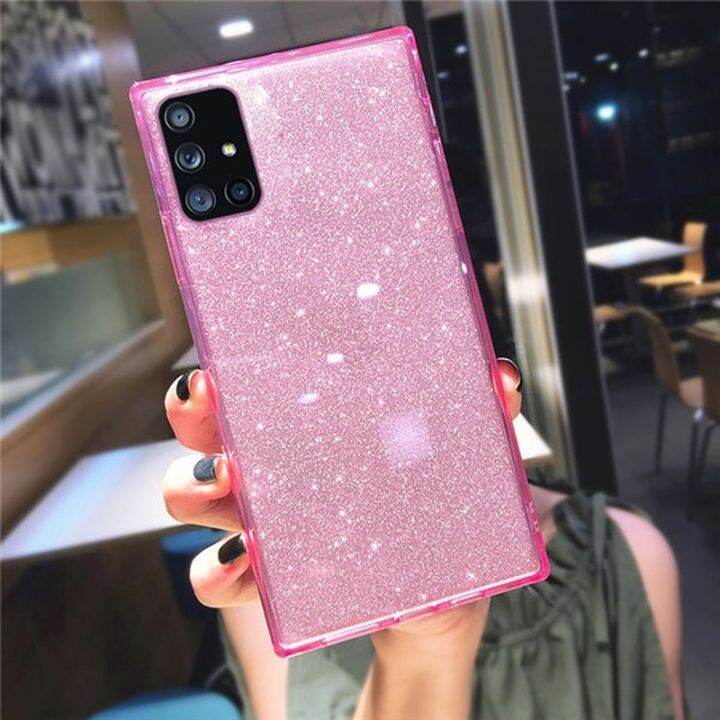 cold-noodles-glitter-bling-square-เคสโทรศัพท์สำหรับ-iphone-12-mini-11-pro-x-xr-xs-max-6-6s-7-8-plus-สี-candy-โปร่งใส-clear-soft-tpu-cover