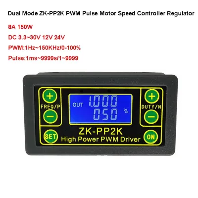 ZK-PP1K Dual Mode Signal Generator ZK-PP2K PWM Motor Speed Controller Regulator 8A 150W Frequency Duty Cycle Adjustable Module Electrical Circuitry Pa