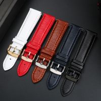 ☂✠❁ Calfskin Leather Watchband Soft Material Watch Band Wrist Strap 14mm 16mm 18mm 20mm 22mm With Silver Stainless Steel Buckle