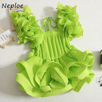 Neploe Design Sense เสื้อ Femme Ruffled จีบ Blousa 2023ฤดูร้อนใหม่สีทึบสแควร์คอปิดไหล่แนวโน้มเสื้อ...