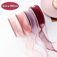 (4ซม.X 900ซม.) 1ม้วนบรรจุภัณฑ์ริบบิ้น Sheer ชีฟองริบบิ้น Organza ริบบิ้นซาตินชีฟองบรรจุริบบิ้นกระเป๋าสีดำน่ารักๆเป็นของขวัญงานแต่งงานช่อห่อพวงดอกไม้ปาร์ตี้ตกแต่ง