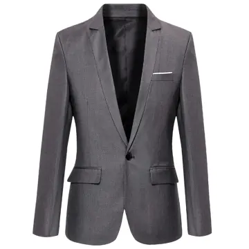 Men solid single hot sale button blazer