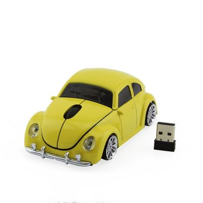 ✉✷❡ Car Mouse เมาส์ไร้สาย 2.4 GHz สีเหลืองสำหรับเล่นกีฬา