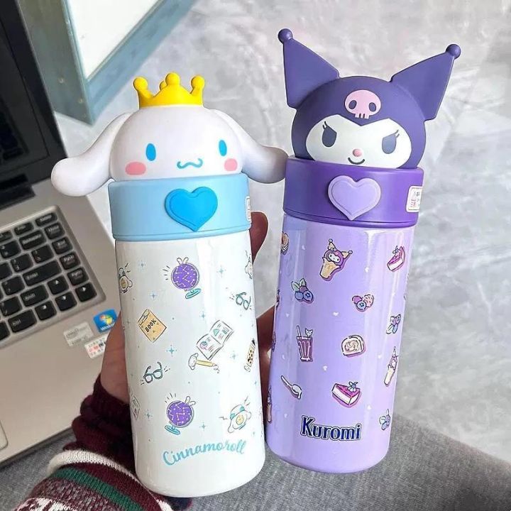 350ml Sanrios Anime Kuromi Cinnamoroll Thermos Mug Kawaii Sports Water ...