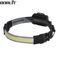 BORUiT COB LED Strip Headlamp 3-Mode 400LM Headlight Rechargeable Head Torch Waterproof Car Repair Work Light for camping