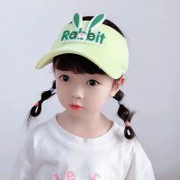 หมวกกีฬาชายหาดสีทึบน่ารักสไตล์เกาหลีรูปกระต่ายหมวกบังแดดสำหรับเด็กหมวกแก๊ป