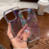 Aurora Laser Transparent Hard Phone Case For iPhone 14 13 12 Pro Max 11 X XS XR 8 7 Plus SE 3 2 6 6S Luxury Clear Soft Cover