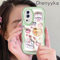 เคส Chenyyka สำหรับ VIVO Y72 5G Y52 5G Y75s 5G 3D การ์ตูนน่ารักกระต่ายครีมคลื่นขอบเคสโทรศัพท์แบบใสที่มีสีสันป้องกันเลนส์กล้องนุ่มเคสโปร่งใสเคสซิลิโคนกันกระแทก