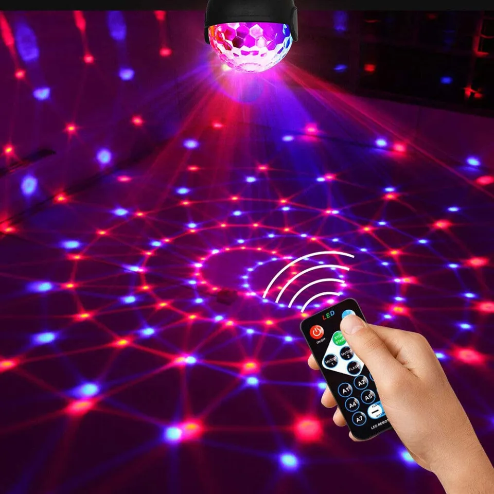 USB LED Party Disco Lights Remote Sound RGB Colourful Rotating Magic Ball  Light