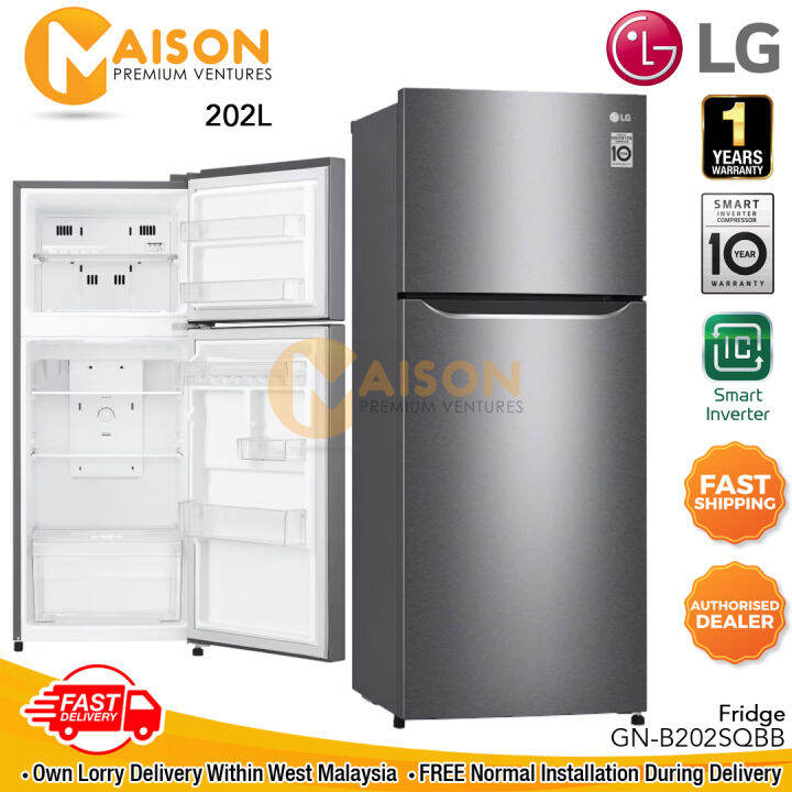 LG Smart Inverter Refrigerator 202L GNB202SQBB Lazada